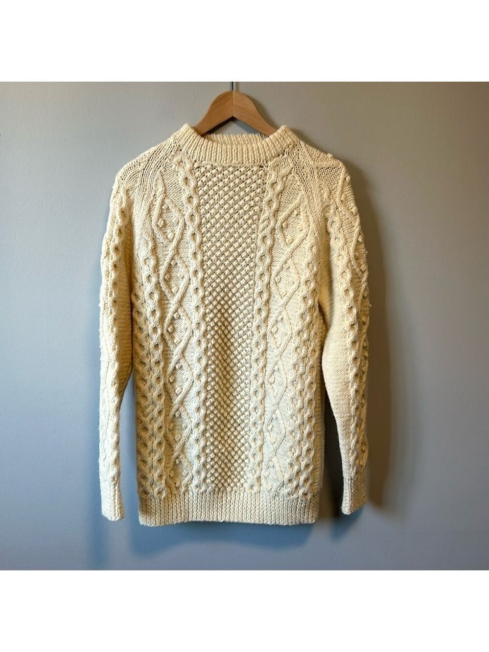 Hand Knit Coastal Wool Fisherman Sweater Small